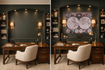 How to Style a Home Office with Vintage Map Wall Art - Old World Map Tapestry Guide