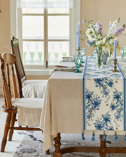 Blue Flower Table Runner