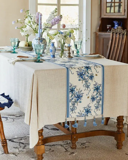 Blue Flower Table Runner