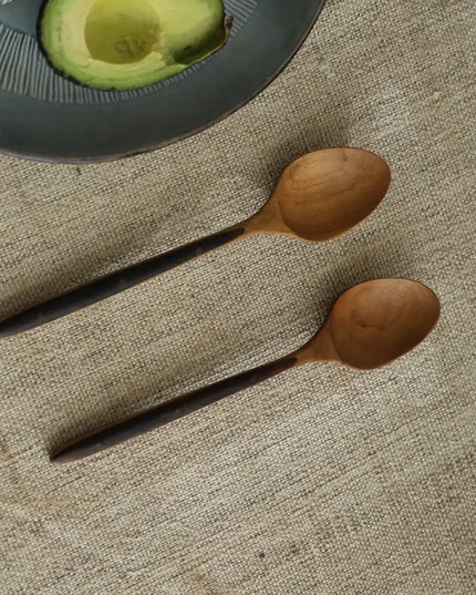 Ebony Wood Handle Table Spoon*2PCS