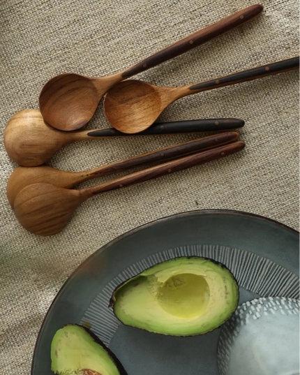 Ebony Wood Handle Table Spoon*2PCS
