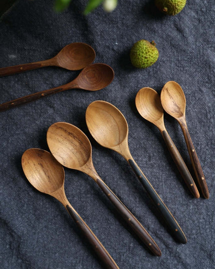 Ebony Wood Handle Table Spoon*2PCS