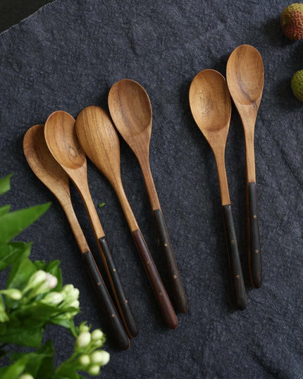 Ebony Wood Handle Table Spoon*2PCS