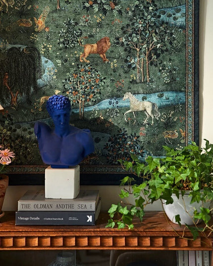 Vintage Handmade Animal Landscape Print Tapestry