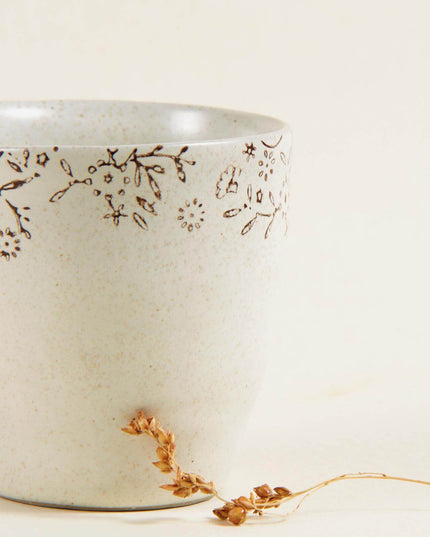 Hand-painted Floral Ceramic Mug - Handheld