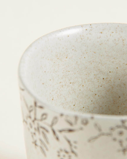 Hand-painted Floral Ceramic Mug - Handheld