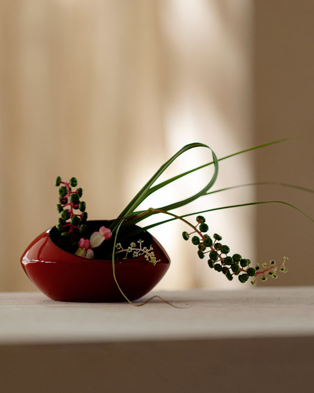 Japan Ceramic Flower Arrangement Bowl Vase - Christmas Edition