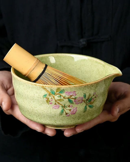 Hand painted Sakura Japanese Matcha Tea Set