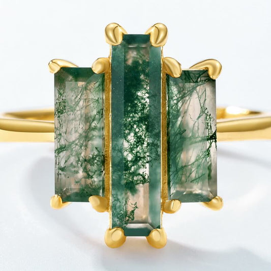 Moss Agate Engagement Rings: Nature's Art for Your Eternal Love