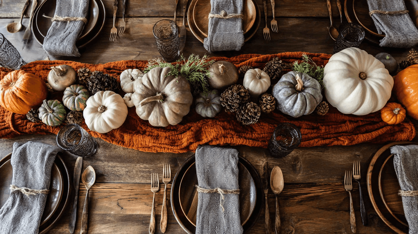 How to set cozy Thanksgiving teak dining table?