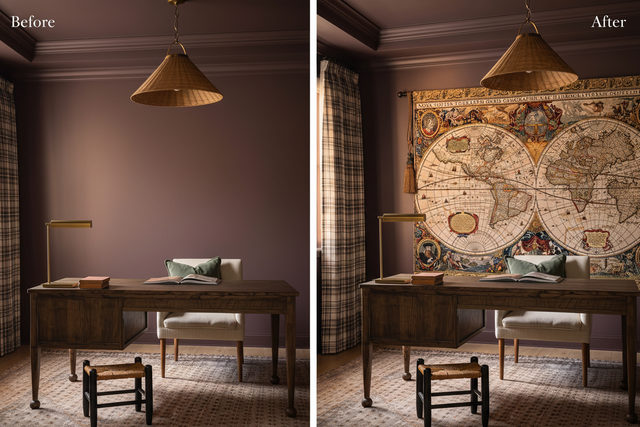 Before vs After — 16th Century Antique Map Tapestry