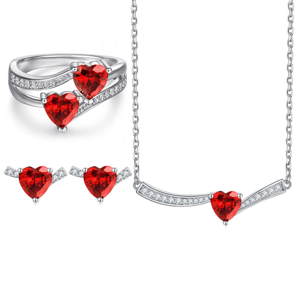 Heart Craft Love Gemstone Sterling Silver Bridal Party Jewelry Set