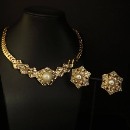 Vintage Pearl Gold Jewelry Set