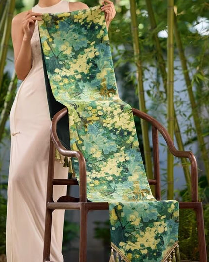 Oil Painted Bamboo Table Runner