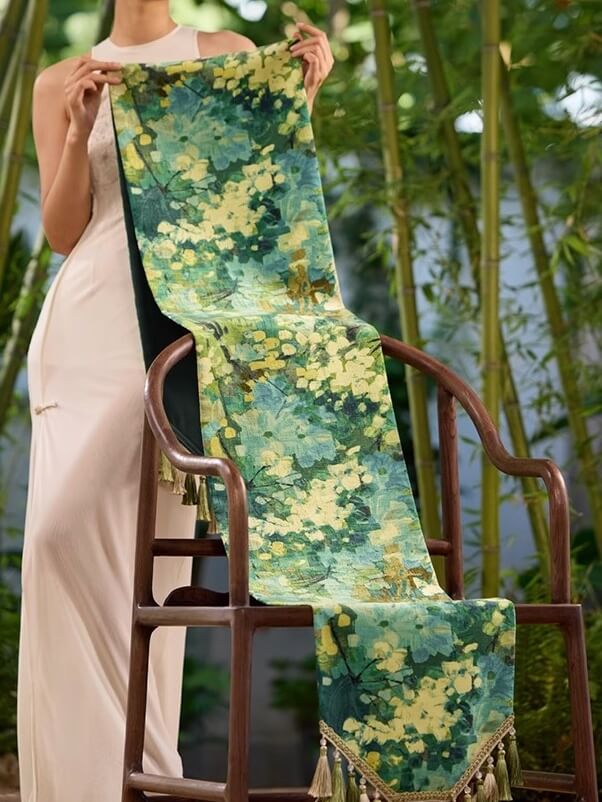 Oil Painted Bamboo Table Runner