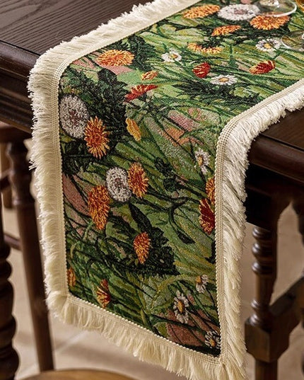 Oil Painting Flower Table Runner