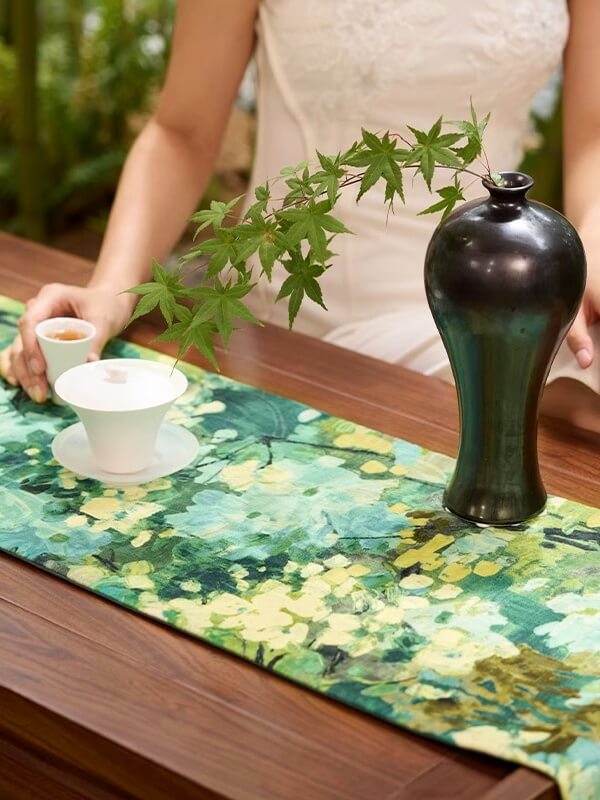 Oil Painted Bamboo Table Runner