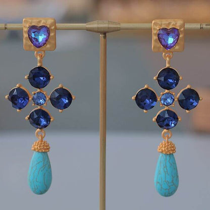 Blue Crystal Turquoise Antique Earrings