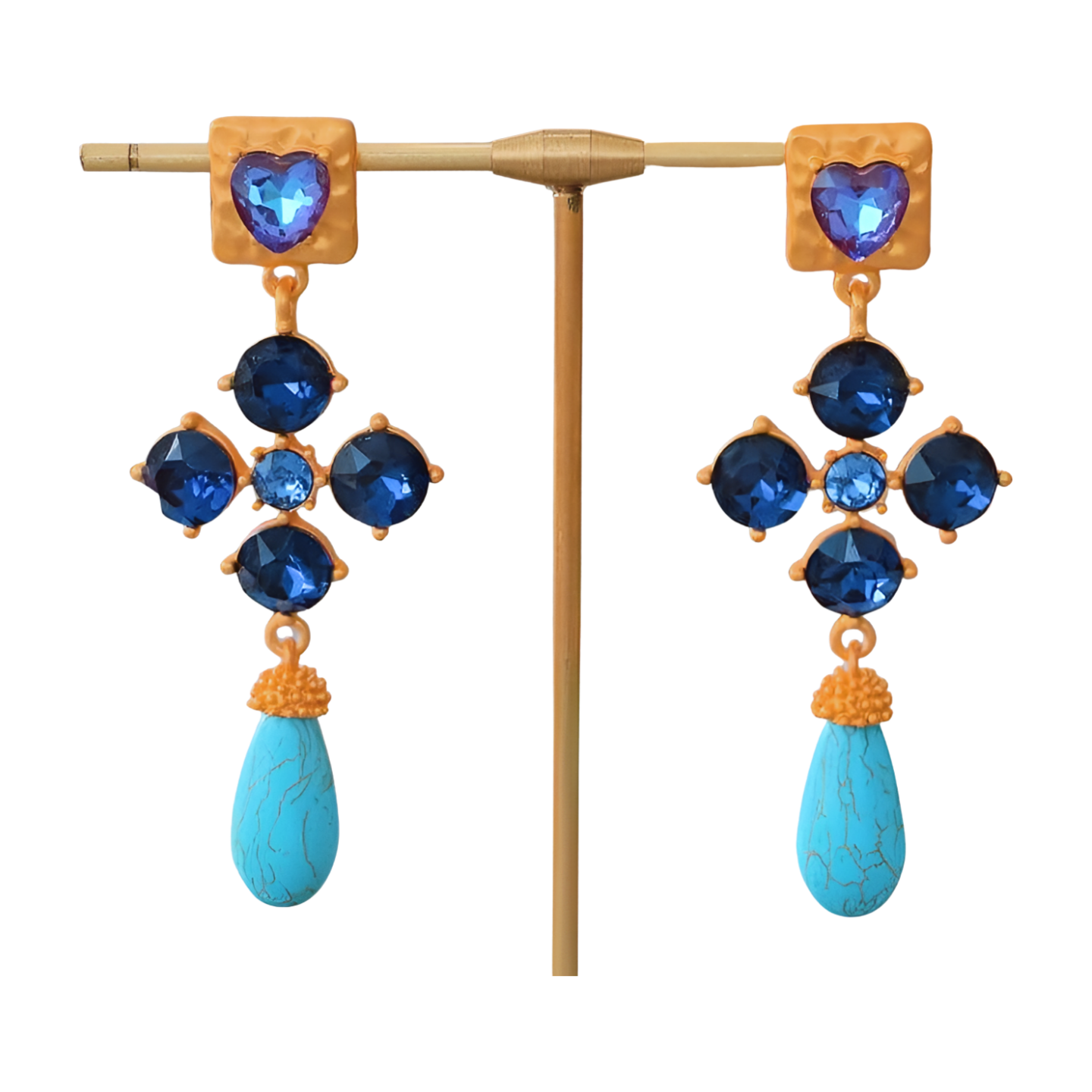 Blue Crystal Turquoise Antique Earrings