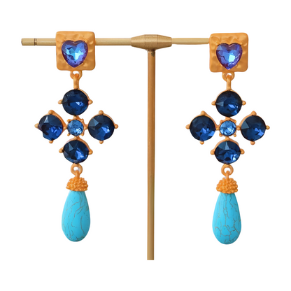 Blue Crystal Turquoise Antique Earrings