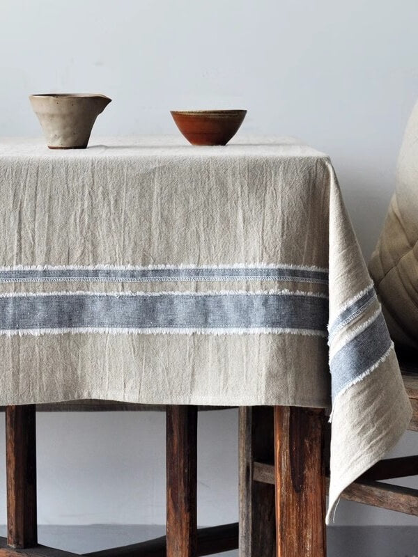 Blue & Gray Stripe Tablecloth