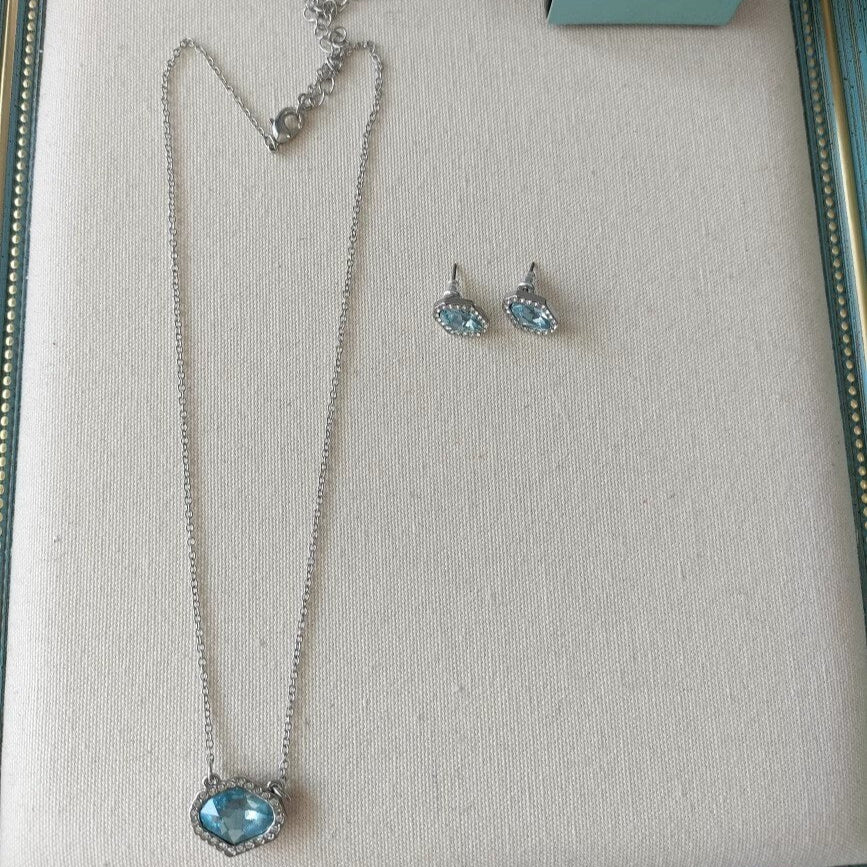 Vintage Blue Sugar Cube Gemstone Jewelry Set