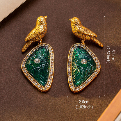 French Openwork Bird Vintage Earrings