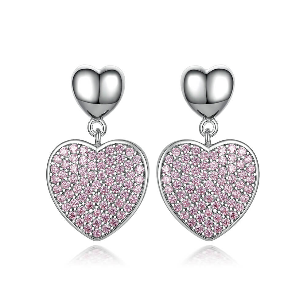 Heart Craft Pink Cut Sterling Silver Bridal Party Jewelry Set