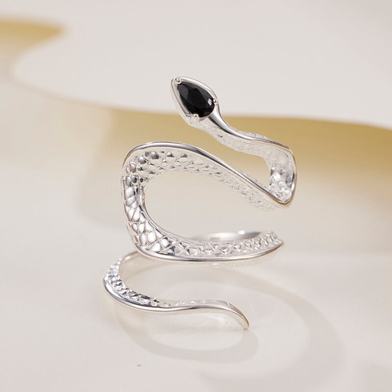 Heart Craft Snake 925 Silver Adjustable Ring