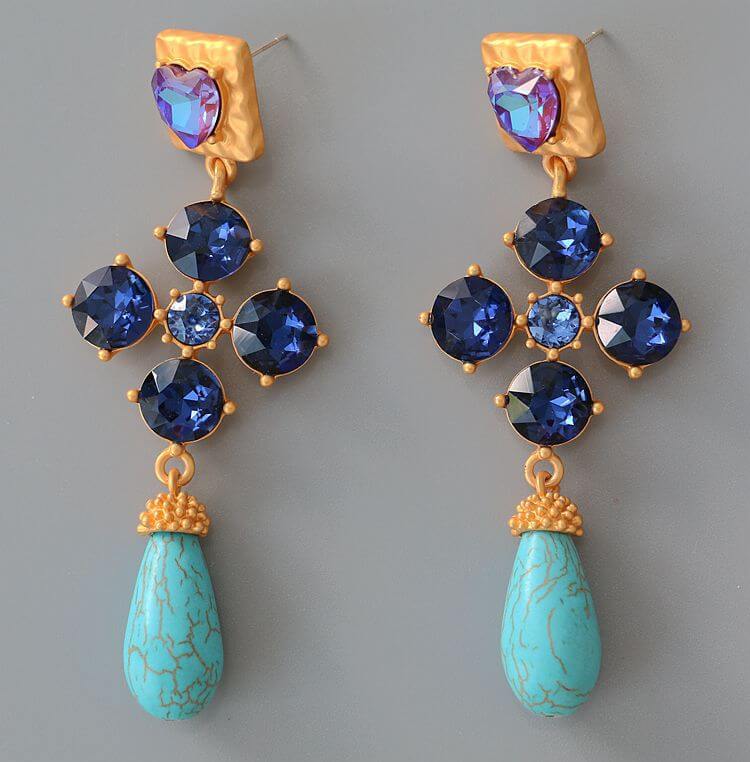 Blue Crystal Turquoise Antique Earrings