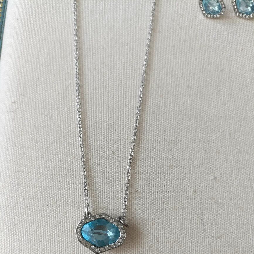 Vintage Blue Sugar Cube Gemstone Jewelry Set