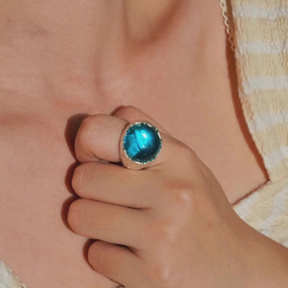 Ocean Blue Planet Handmade Jelly Ring