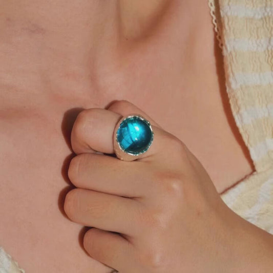 Ocean Blue Planet handgemaakte Jelly Ring