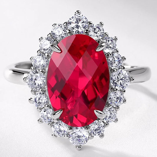 Heart Craft Vintage Ruby Cut Sterling Silver Bridal Ring