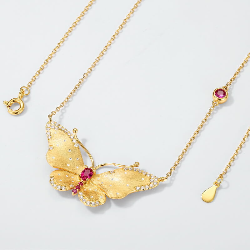 New Product-Butterfly 10k Yellow Gold Necklace-Protection