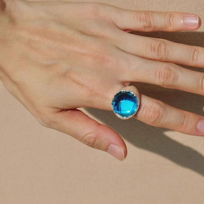 Ocean Blue Planet handgemaakte Jelly Ring