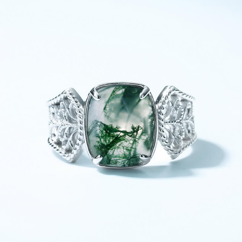 Sparkling Moss Gemstone Ring - Calms Anxiety