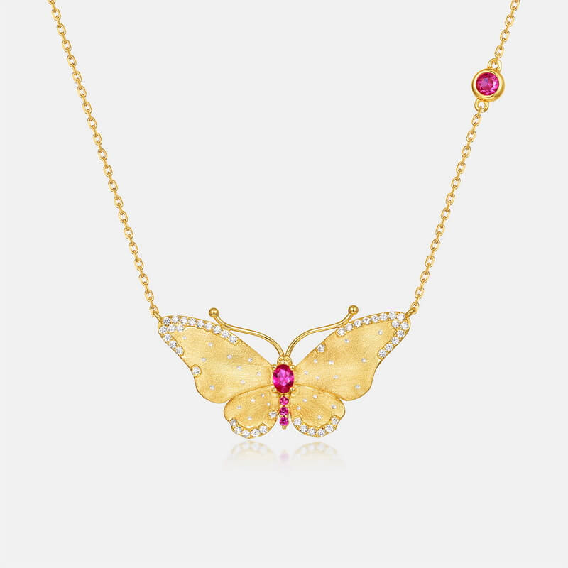 New Product-Butterfly 10k Yellow Gold Necklace-Protection