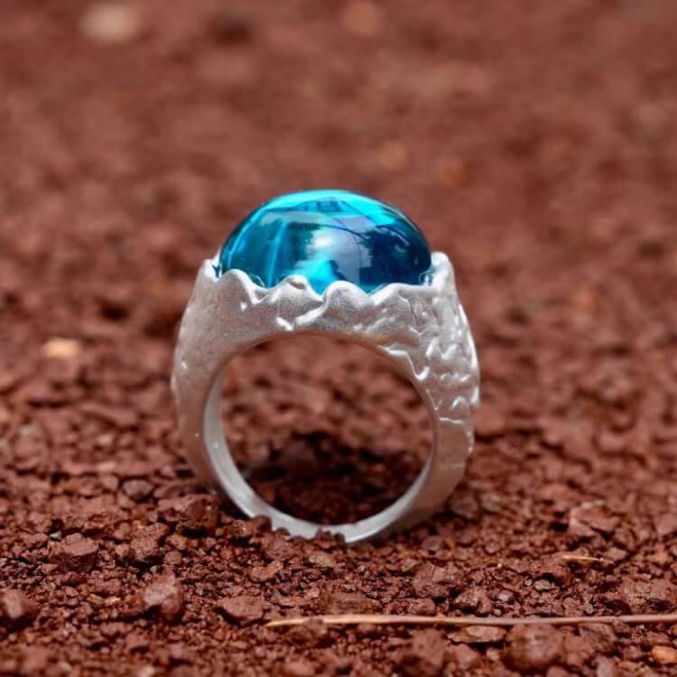 Ocean Blue Planet handgemaakte Jelly Ring