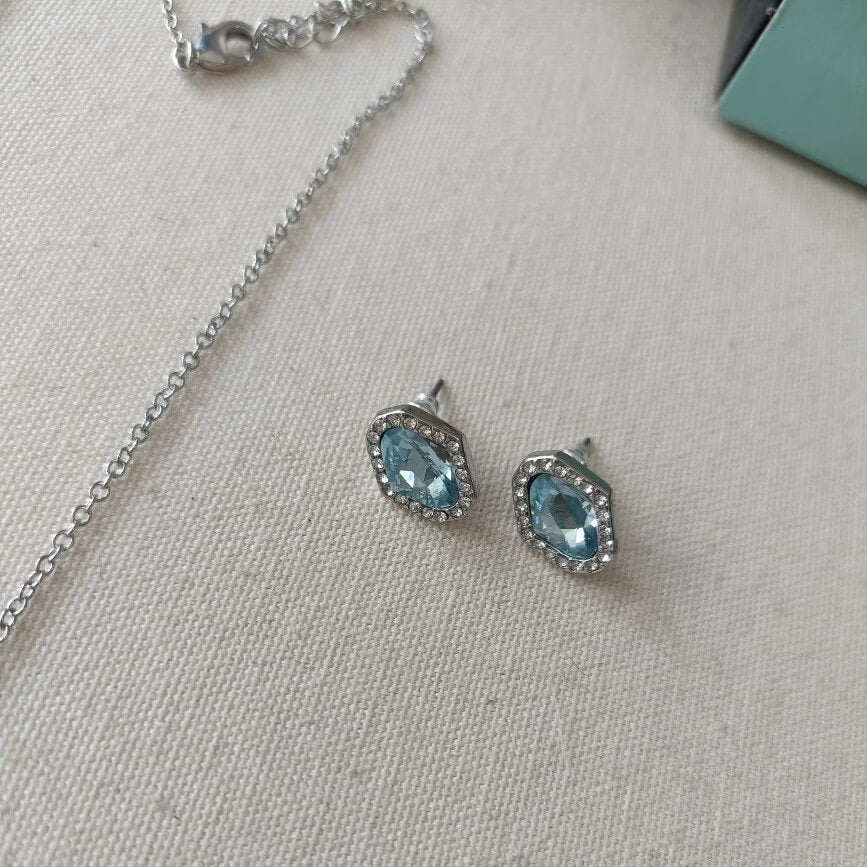 Vintage Blue Sugar Cube Gemstone Jewelry Set