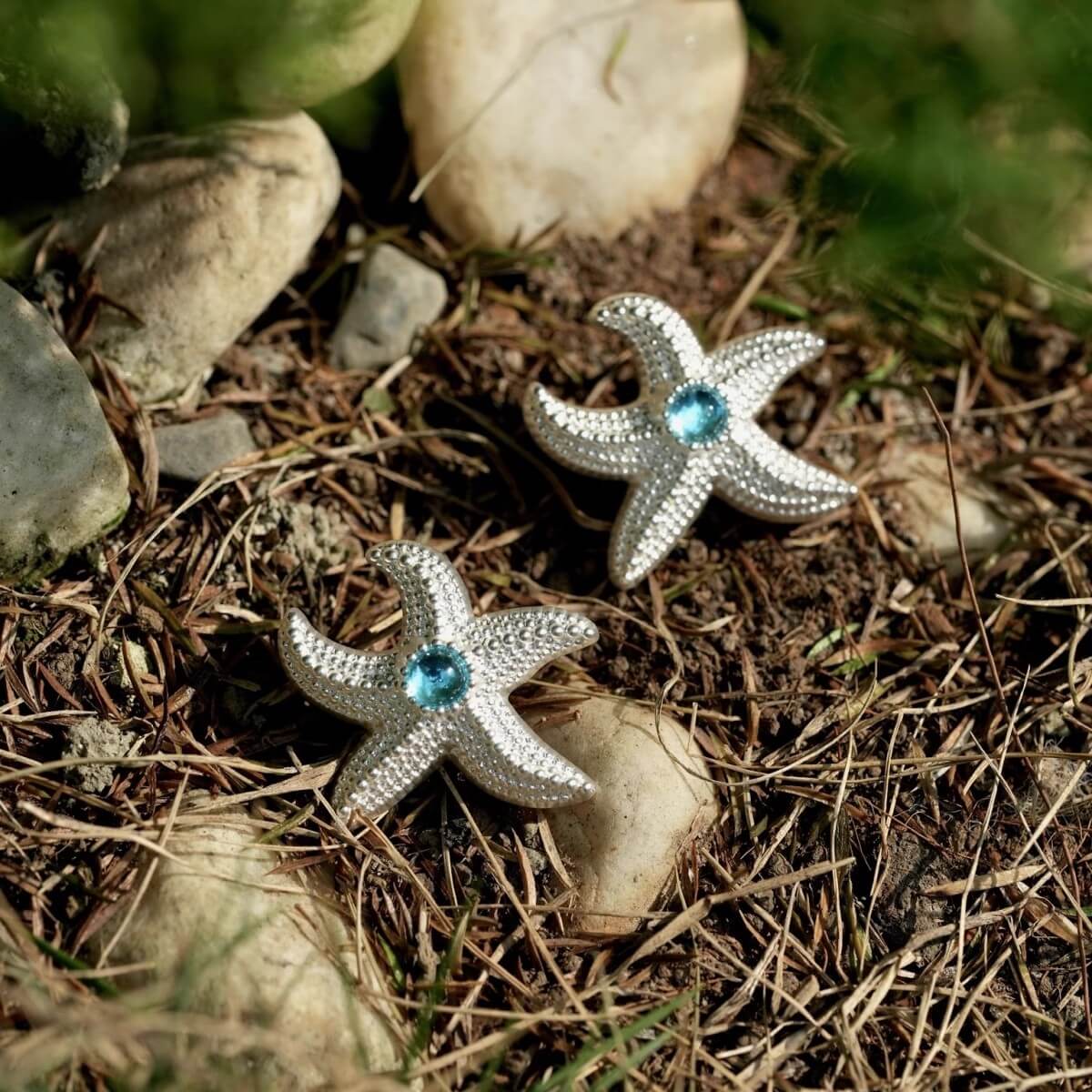 Crawling Starfish Natural Textured Ocean  Ear Clips