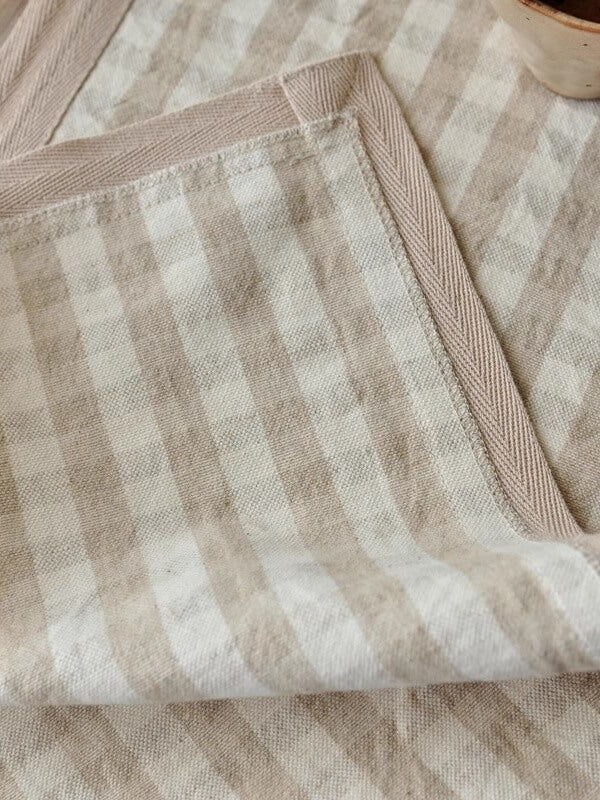 Vichy Beige Linen Runner