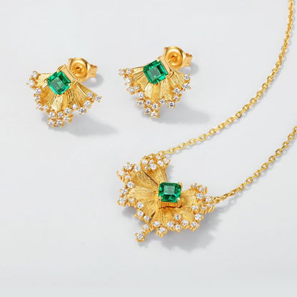 Buti Vintage Emerald Gemstone Necklace Earrings Set