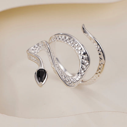 Heart Craft Snake 925 Silver Adjustable Ring