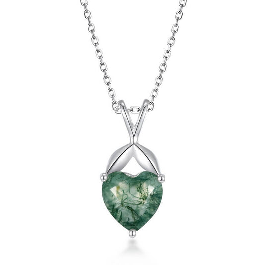 Hart Craft Ocean Agaat Liefde Sterling Zilveren Ketting