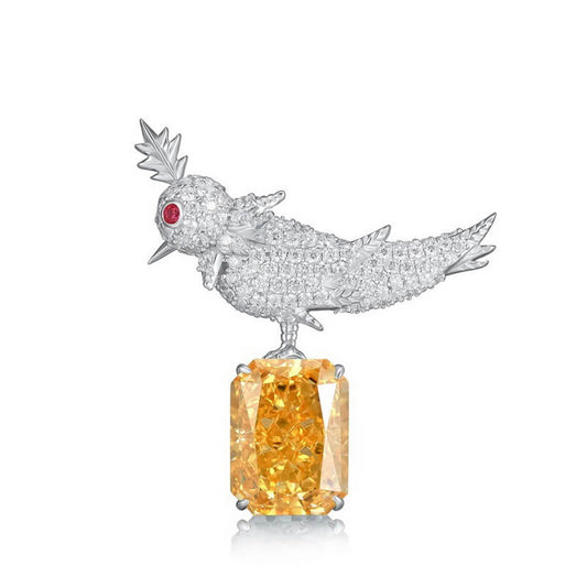 Heart Crafted Woodpecker Diamond Brooch