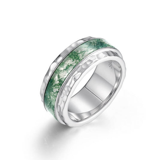 Vintage Moss Agate Sterling Silver Ring