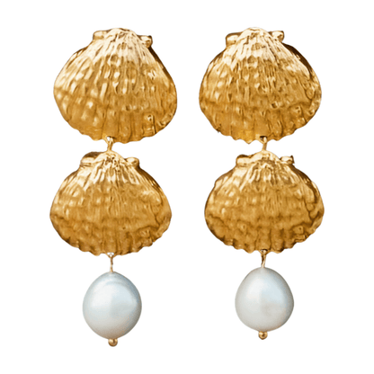 Ocean Whisper Baroque Pearl Shell Earrings