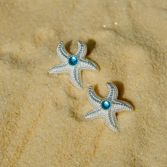 Crawling Starfish Natural Textured Ocean  Ear Clips