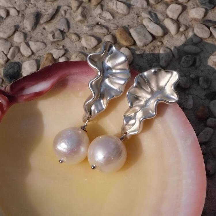 Ocean Tide Vintage Pearl Earrings